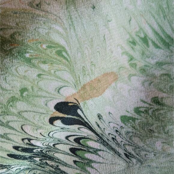 Vintage 30s - 40s Marbled Green Silk Dress with matching belt - Picture 10 of 10